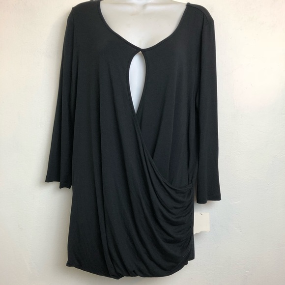 14th & Union Tops - 14th & Union Keyhole Faux Wrap Stretch Blouse Sz L